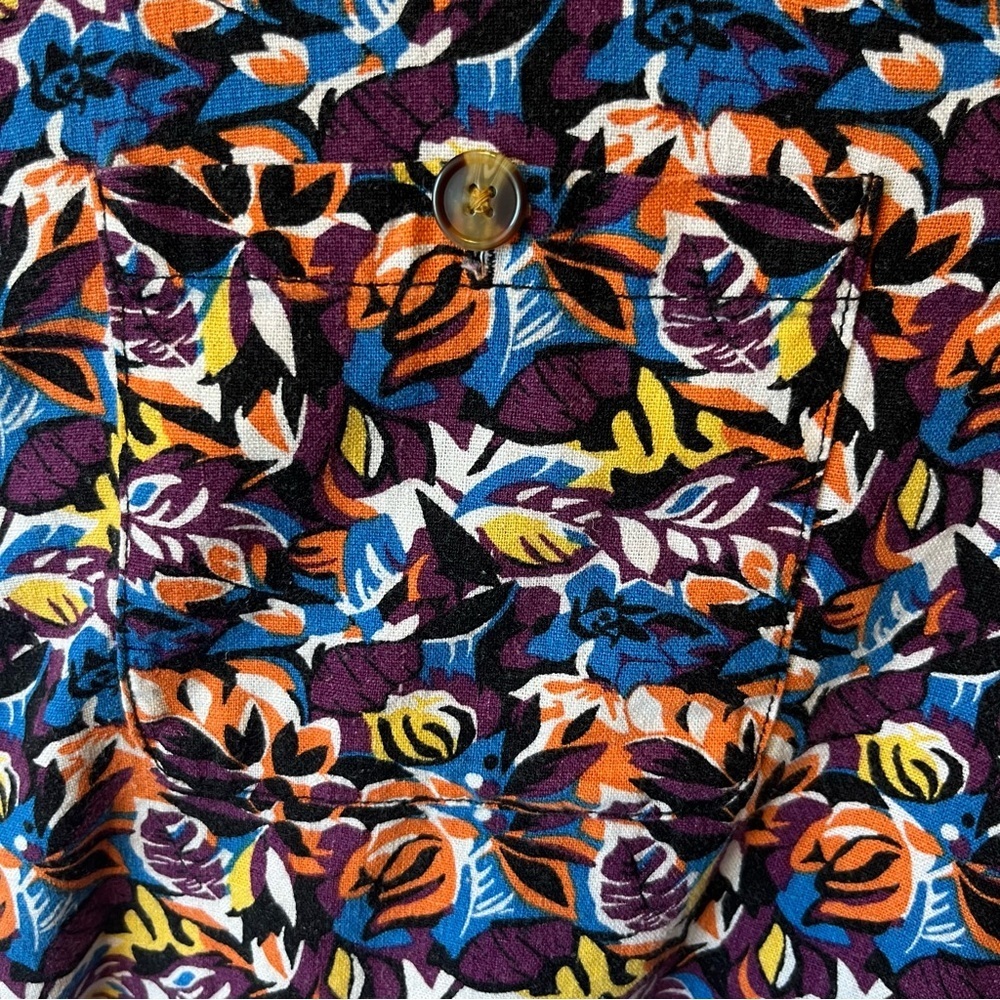 KingSize Button up shirt 3XL Big Linen blend Short sleeve Colorful floral Mens - Picture 5 of 7